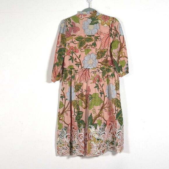 Soft Surroundings Bellicia Embroidered Midi Dress Womens Sz PM 3/4 Sleeves - Picture 6 of 12